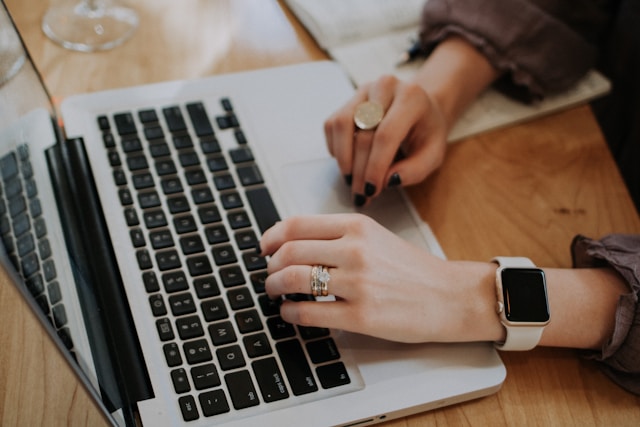 Woman using computer