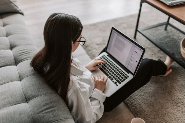 Woman using computer